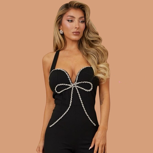 Women's stripes splicing sleeveless sporty fitness jumpsuit OSM-4471