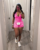 Leisure Girls Sleeveless Pockets Low-cut Solid Color Tight Romper TR-1313