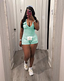 Leisure Girls Sleeveless Pockets Low-cut Solid Color Tight Romper TR-1313