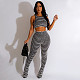 Casual Women Stripes Vest with Length Pants 2 Pieces Set OSD-6988