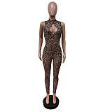 2025 Sexy Leopard Printed Women Mesh Zipper Bodycon Jumpsuit MEM-88623