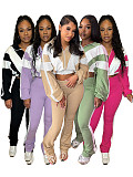 Fashion Women Color Patchwork Sporty 2 Pieces Suits CH-25015