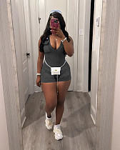 Leisure Girls Sleeveless Pockets Low-cut Solid Color Tight Romper TR-1313