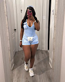 Leisure Girls Sleeveless Pockets Low-cut Solid Color Tight Romper TR-1313