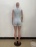 Leisure Girls Sleeveless Pockets Low-cut Solid Color Tight Romper TR-1313