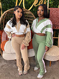 Fashion Women Color Patchwork Sporty 2 Pieces Suits CH-25015