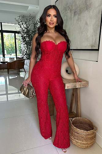 Sexy Strapless Women Sleeveless Straps Slim Long Jumpsuit OSM-4470