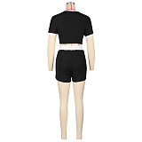 Women's Sexy T-shirt Sports Knit Shorts Set Two-piece AIL-308