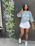 Leisure Girls Print Round Neck Short Sleeves Pullover Loose T-shirt RS-44370