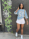 Leisure Girls Print Round Neck Short Sleeves Pullover Loose T-shirt RS-44370