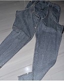 Fashion irregular cut-out splicing zipper hot drill stretch jeans YUN-52095