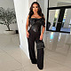 Sexy corset top bow PU leather small vest black YNS-2681