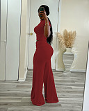 Womene Solid Color High Waist Wide-leg Long Pants 2 Pieces Sets XRB-10129