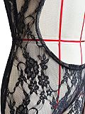 Sexy Hollow Out Lace Girls U-neck Bodycon Jumpsuit CH-24011