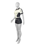 Leisure Women Zipper Splicing Tops And Sporty Shorts Two-piece Set CH-25011