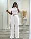 Womene Solid Color High Waist Wide-leg Long Pants 2 Pieces Sets XRB-10129
