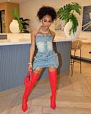 Chic vintage off-the-shoulder short top breasted denim suit YUN-53015