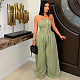 Fashion women's sexy chest spread sleeveless metal button wide leg jumpsuit ZS-0729