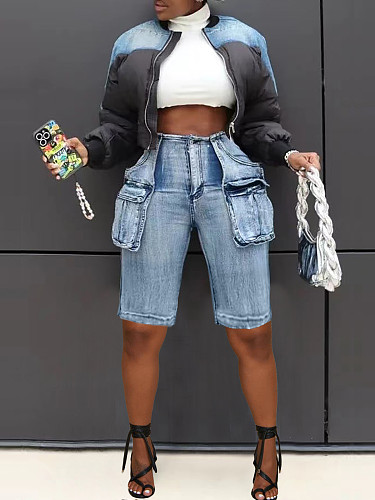 Women's cargo vintage denim nickel shorts OD-8736