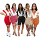 Fashion Splicing Women Bat Sleeves Zipper Shorts Sporty Suits FOS-8806