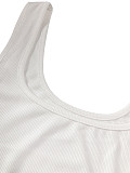 Women sleeveless slim wave side vest mini dress white SFY-2799