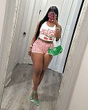 Casual Girls Print Sleeveless White Crop Tops And Shorts 2 Pieces Sets  RS-110766