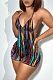 Fashion Print Women Backless Straps Bodycon Romper RS-2308