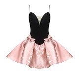 Temperament and Elegance Satin Stitching Bandage Sleeveless Suspenders Puffy Dress
