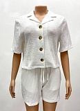 White New Short-Sleeved Shirt Shorts Casual Two-Piece Suit
