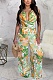 Fashion Women'S Sleeveless Lace-Up Wide-Leg Printed Jumpsuit
