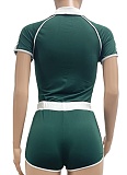 Casual Sports High Elastic Yoga Fabric Striped V-Neck Two-Piece Suit For Women