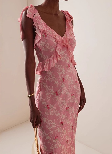 Fashionable Tea Break French Design Floral Seaside Holiday Dress