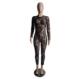 2025 Spring New Long Sleeve Full Lace Backless Jumpsuit