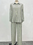 Fashion Casual Printed Long-Sleeved Shirt Wide-Leg Pants Two-Piece Suit For Women In Spring