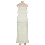 New Style Elegant Lady Style Sexy Deep V Suspender Long Dress