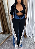 Women'S Loose Denim Patchwork Sports Pants Two Piece Suit QM-4736