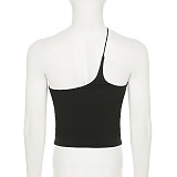 Personalized Solid Color Beveled Halter Neck Irregular Outer Wear Small Camisole Top