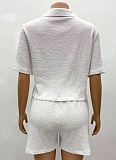 White New Short-Sleeved Shirt Shorts Casual Two-Piece Suit