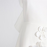 2025 Spring New White Slim Fit Backless Dress