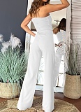 Summer Sexy Tube Top Button Decorated Flared Jumpsuit