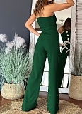 Summer Sexy Tube Top Button Decorated Flared Jumpsuit