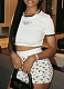 Fashionable Moon Print Elastic Slim Fit Sexy Bottoming Top Shorts Two Piece Set
