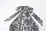 Sexy Backless Halter Neck Printed Slim Fit Hip-hugging Jumpsuit