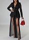 Fashionable Sexy Solid Color Waist Tie Small Suit Long Sleeve Slit Two-piece Suit