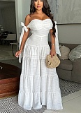 Women's Clothing One-shoulder Tube Top Solid Color Loose Wide-leg Long Jumpsuit