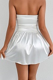 Sweet and Elegant Waist-hugging Satin Tube Top Bud Dress