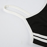 Casual Digital Striped Ribbon Contrast Color Hot Girl Waist A-line Dress LR-15925