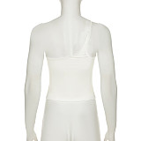 Personalized Solid Color Beveled Halter Neck Irregular Outer Wear Small Camisole Top