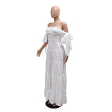Women's Clothing One-shoulder Tube Top Solid Color Loose Wide-leg Long Jumpsuit