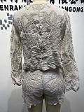 Hook-and-loop French Embroidery Cotton Shorts Suit